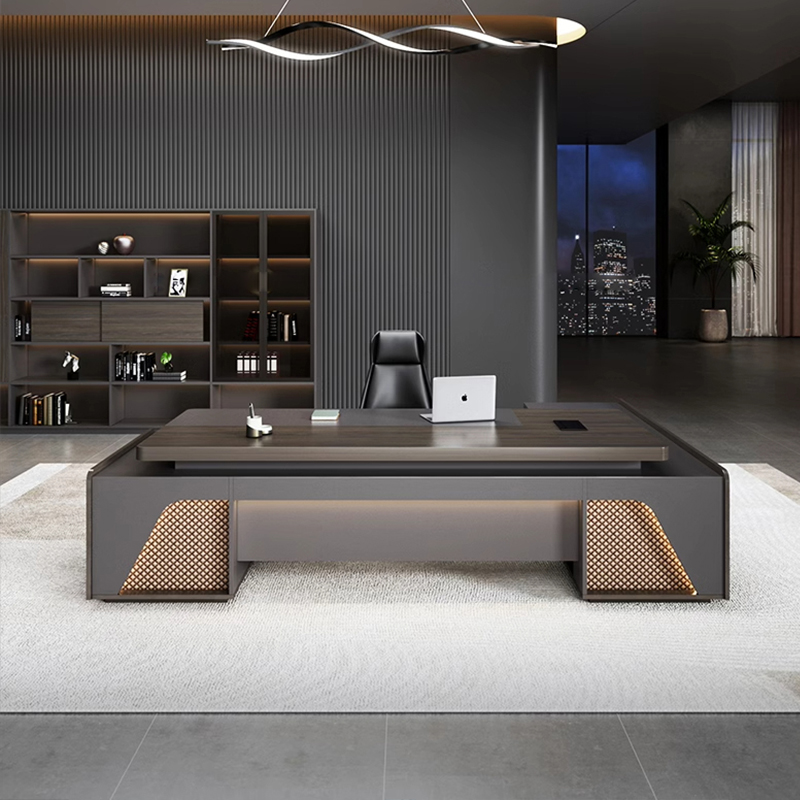Office Tech Management - ❀ Mesa Executiva em L Luxuosa